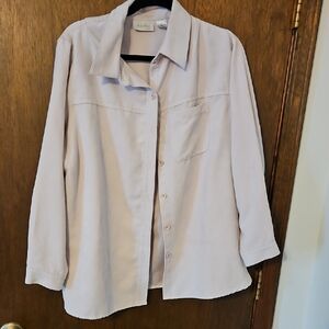 Light Beige Button-Up Shirt, feels similar to suede, Sz 1X,  Studio Works